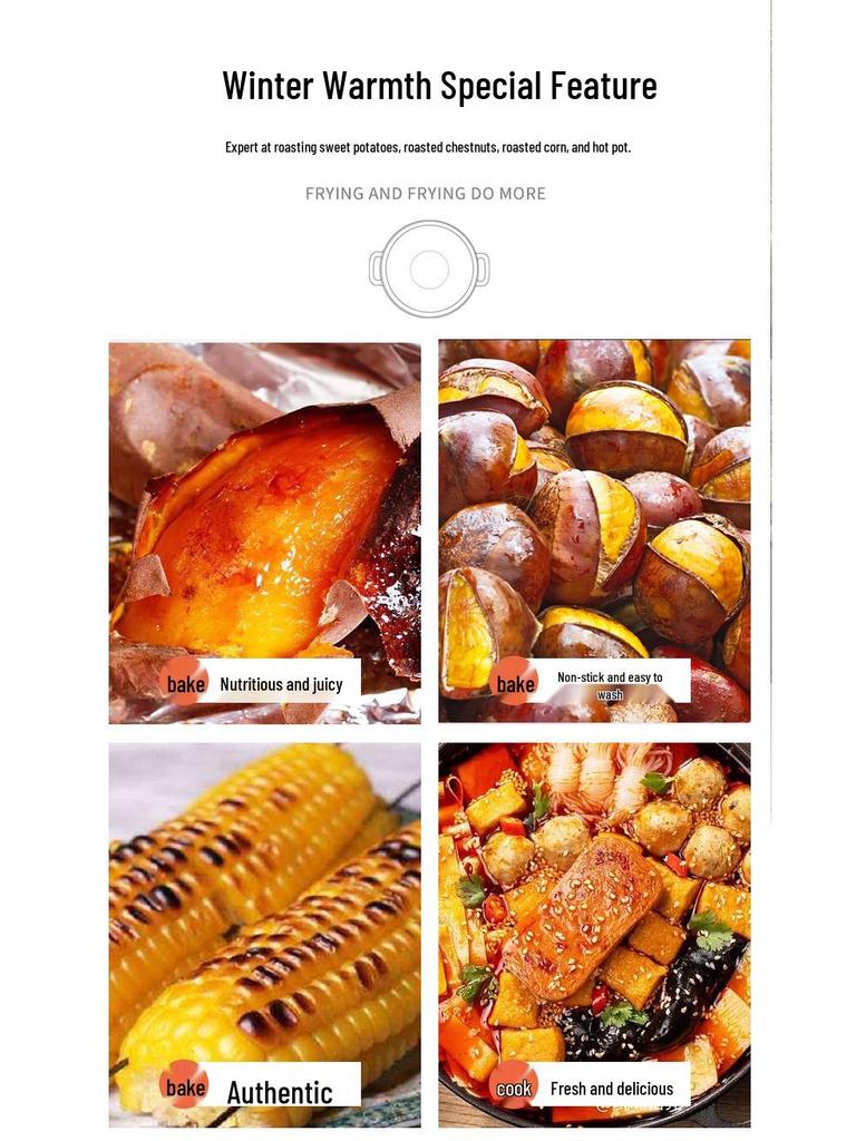 Thickened Cast Iron Sweet Potato Roasting Pot and Corn Grill
