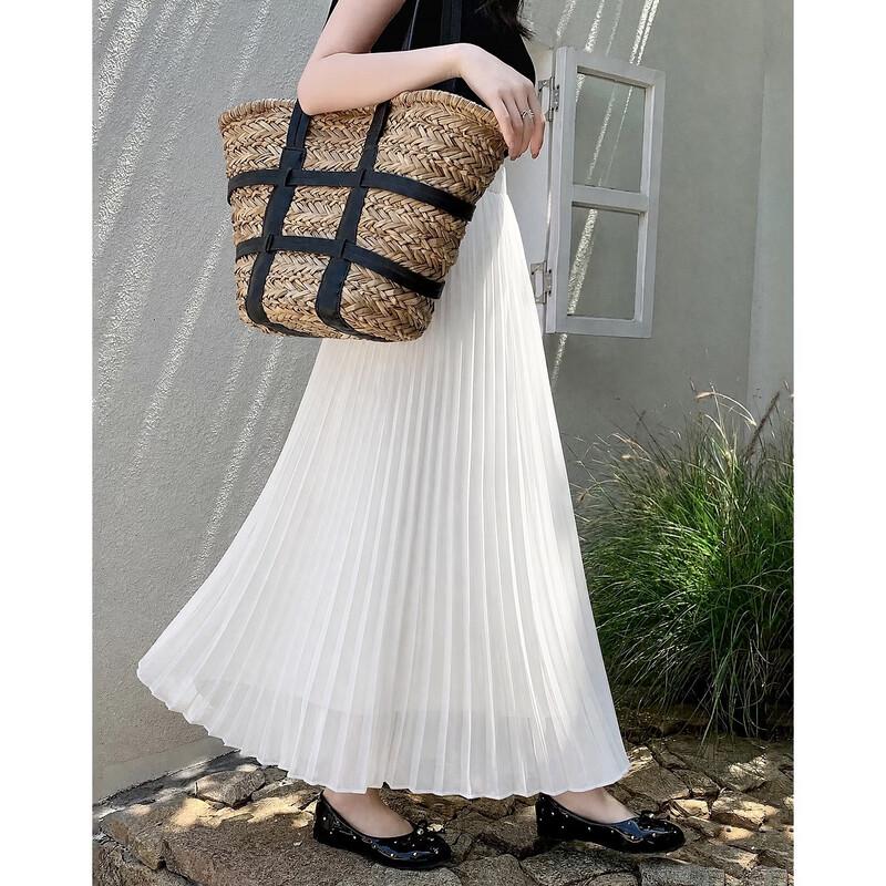 Elegant High-Waist Mesh Maxi Skirt S белый