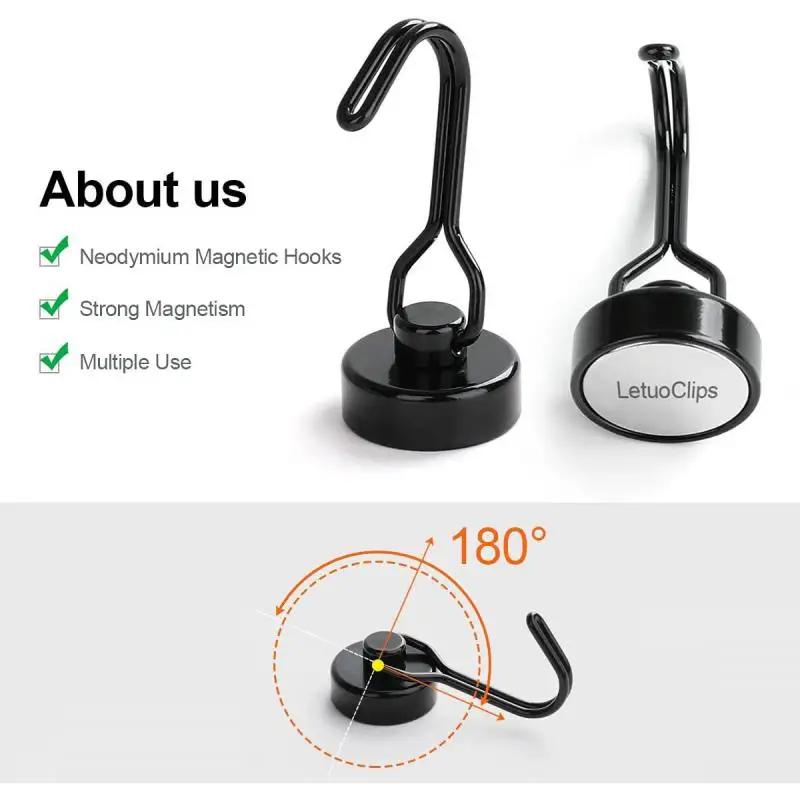 Black/Silver Magnetic Hooks Cruis Heavy Duty Neodymium Rare Earth Magnetic Hangers, Extra Strong Magnets With Hook For Hanging
