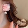 Delicate Pink Large Flower Earrings for Women Girls Fashion Imitation Pearl Pendant Earrings Christmas Jewelry Accessories