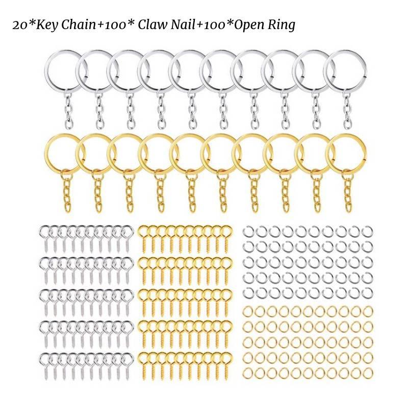 Screw Pins Eye Metal Bulk Split Key Ring Set For Diy Resin Keyring Art Craft
