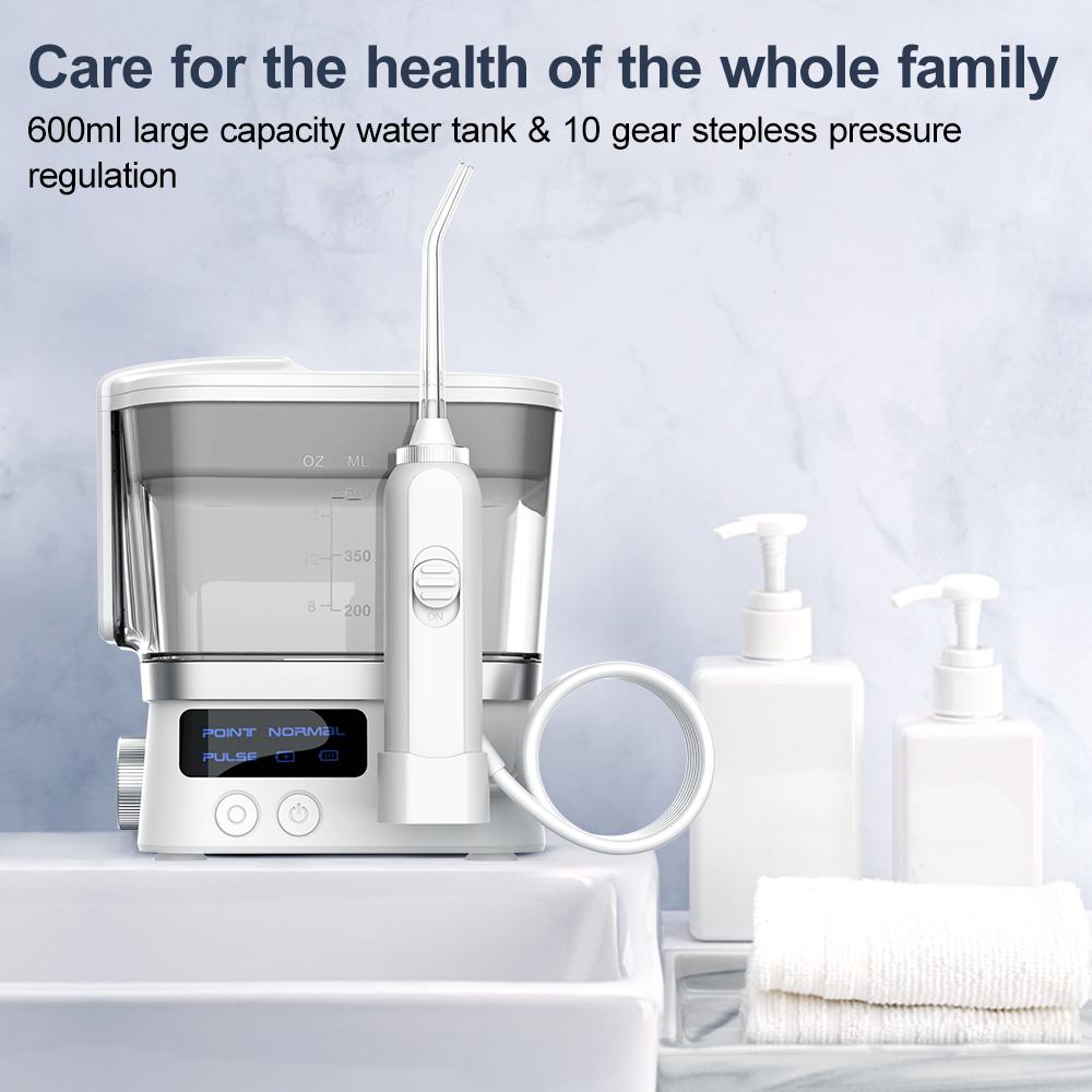 Irrigateur buccal électrique 600 ml, hydropulseur dentaire pour usage domestique, fil dentaire portable de table pour usage domestique