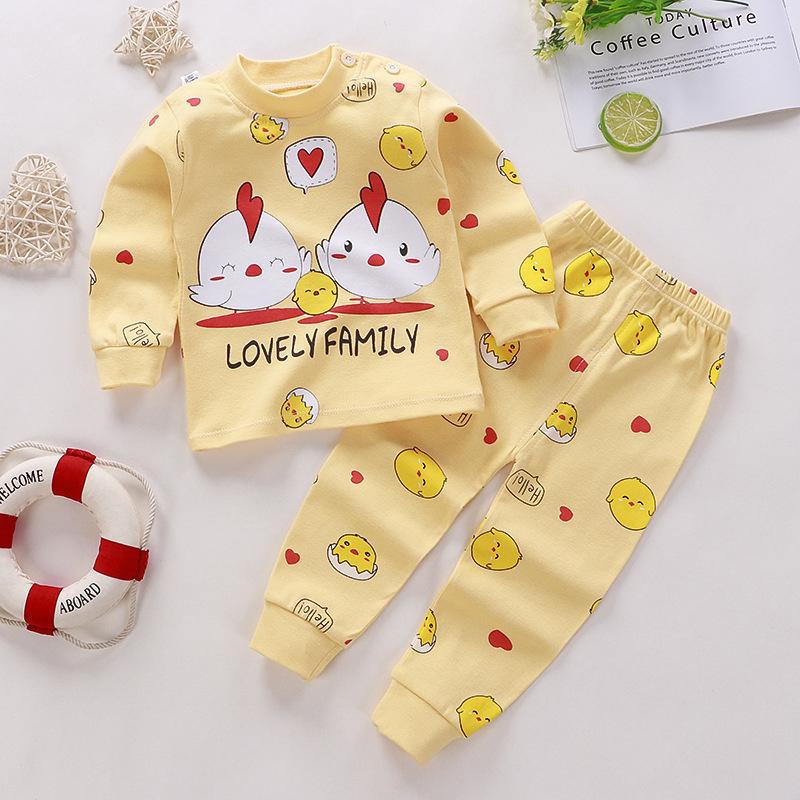 2026 Summer Children Full Sleeve Underwear Suits Baby Spring O-Neck Cartoon Cotton Pajama Set Long Pant Kids Home Wear Clothing Suit for Girl Boy