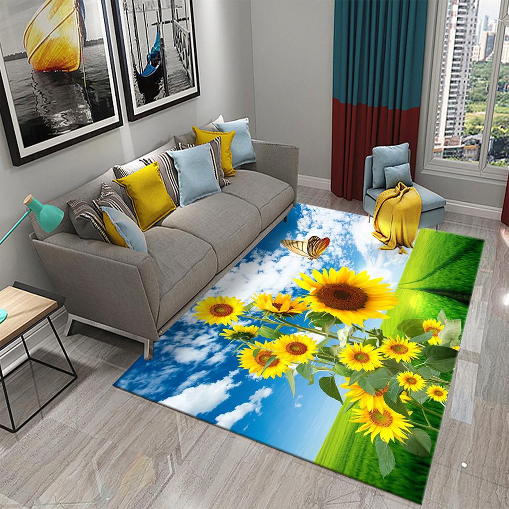 3D Sunflower Pattern Home Carpets for Living Room Bedroom Bathroom Kitchen Rug Kid Room Play Large Carpet Child Crawl Floor Mat
