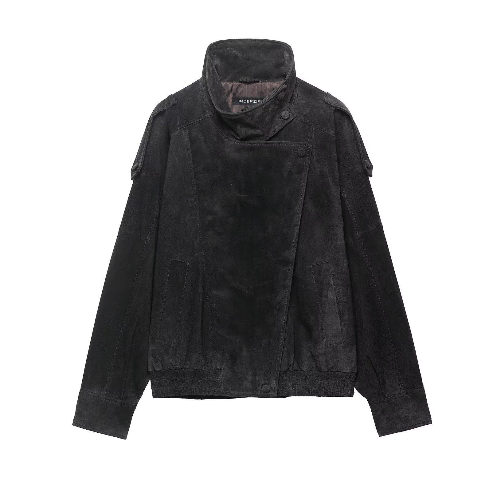 New trendy textured leather biker jacket