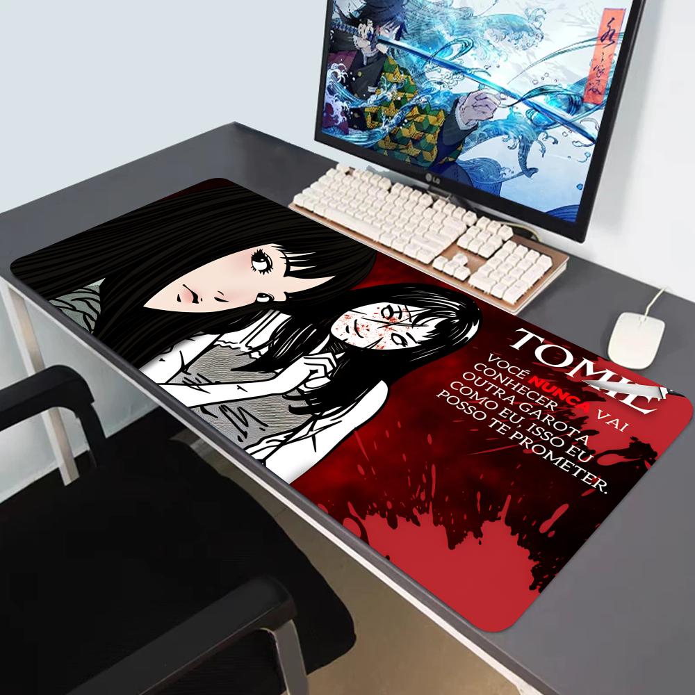 HYBXAXC Scary Dark Anime TTomie Junji Ito MousePad Large Gaming Mousepad with Stitched Edges Thickened DeskMat