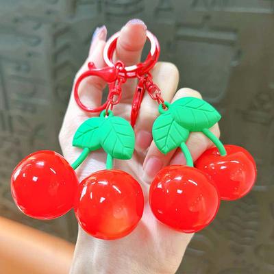 Keys Accessories Cherry Acrylic Keychain Backpack Decor Red Cherry Pendant Cherry Bag Hanging Kids