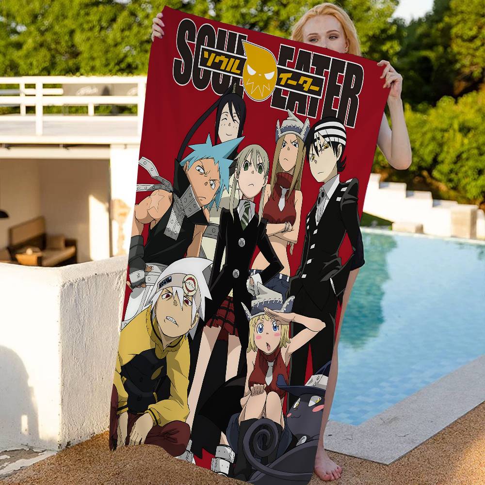 S-Soul E-Eater Anime Microfiber Blanket Quick Drying Beach Towels Oversized Printing Super Absorbent Pool Towel Blanket