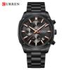 CURREN 8490 Top Brand Chronograph Watch for Men Stainless Steel Band Quartz Clock with Luminous Pointers Wristwatch Hands