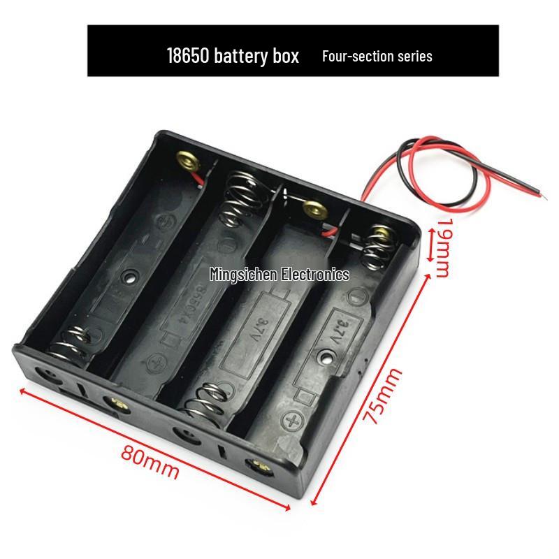 18650 Lithium Battery Holder with Lid and DC Plug - Supports 1 To 4 Cells In Series/Parallel (3.7/7.4V)