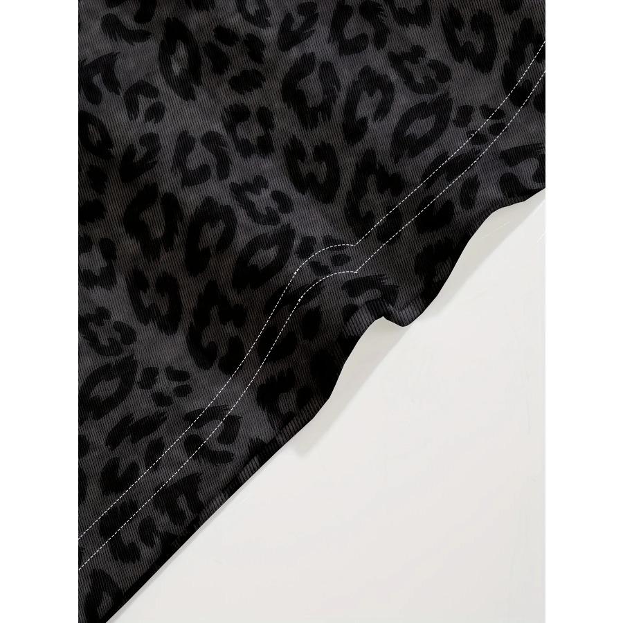 Modă Europeană și Americană și Rochie Sexy cu Imprimeu Leopard pentru Femei Rochii Casual cu Mânecă Scurtă pentru Femei Haine Y2k pentru Doamne Topuri