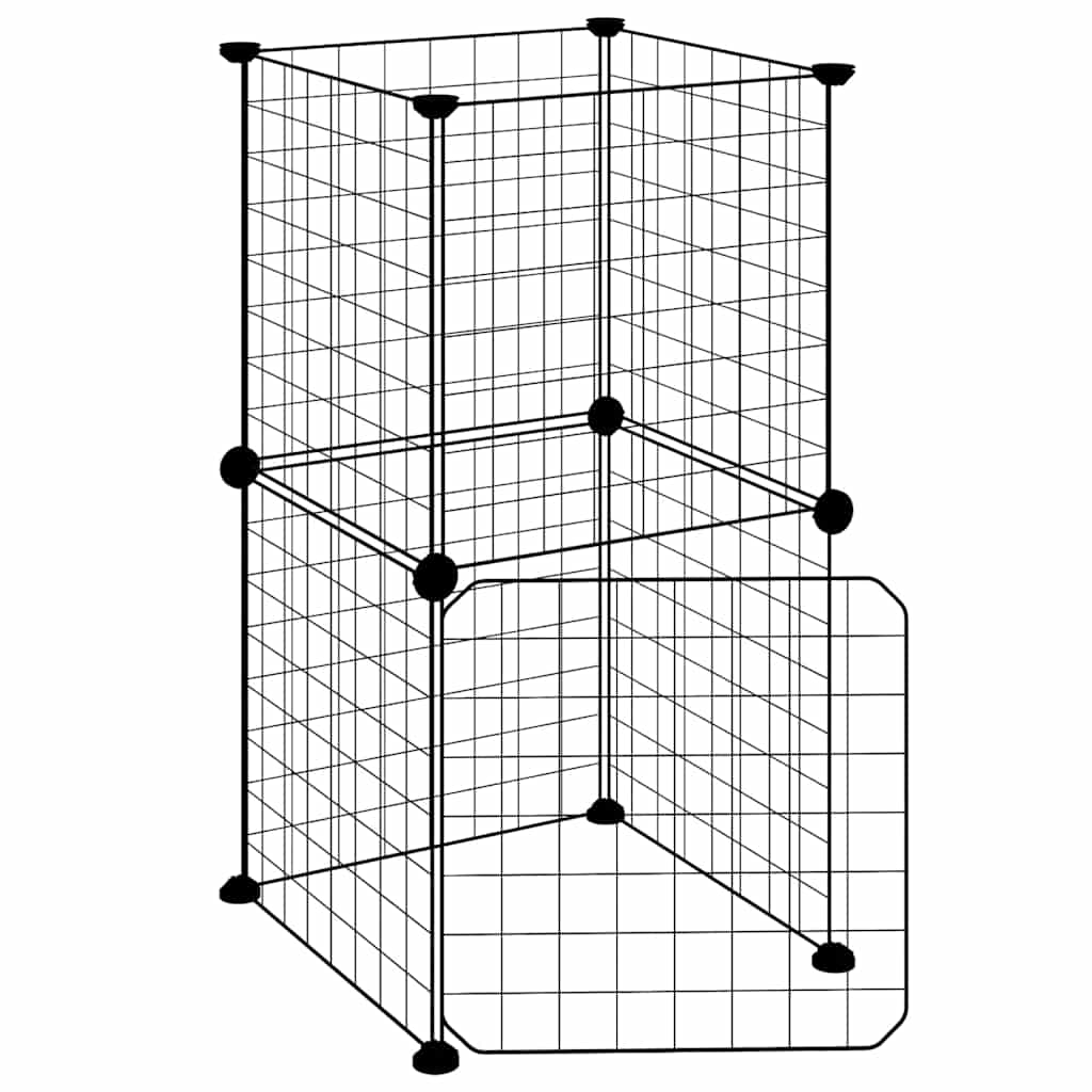 8 Piece Pet Cage with Door Black 35 X 35 Cm Steel