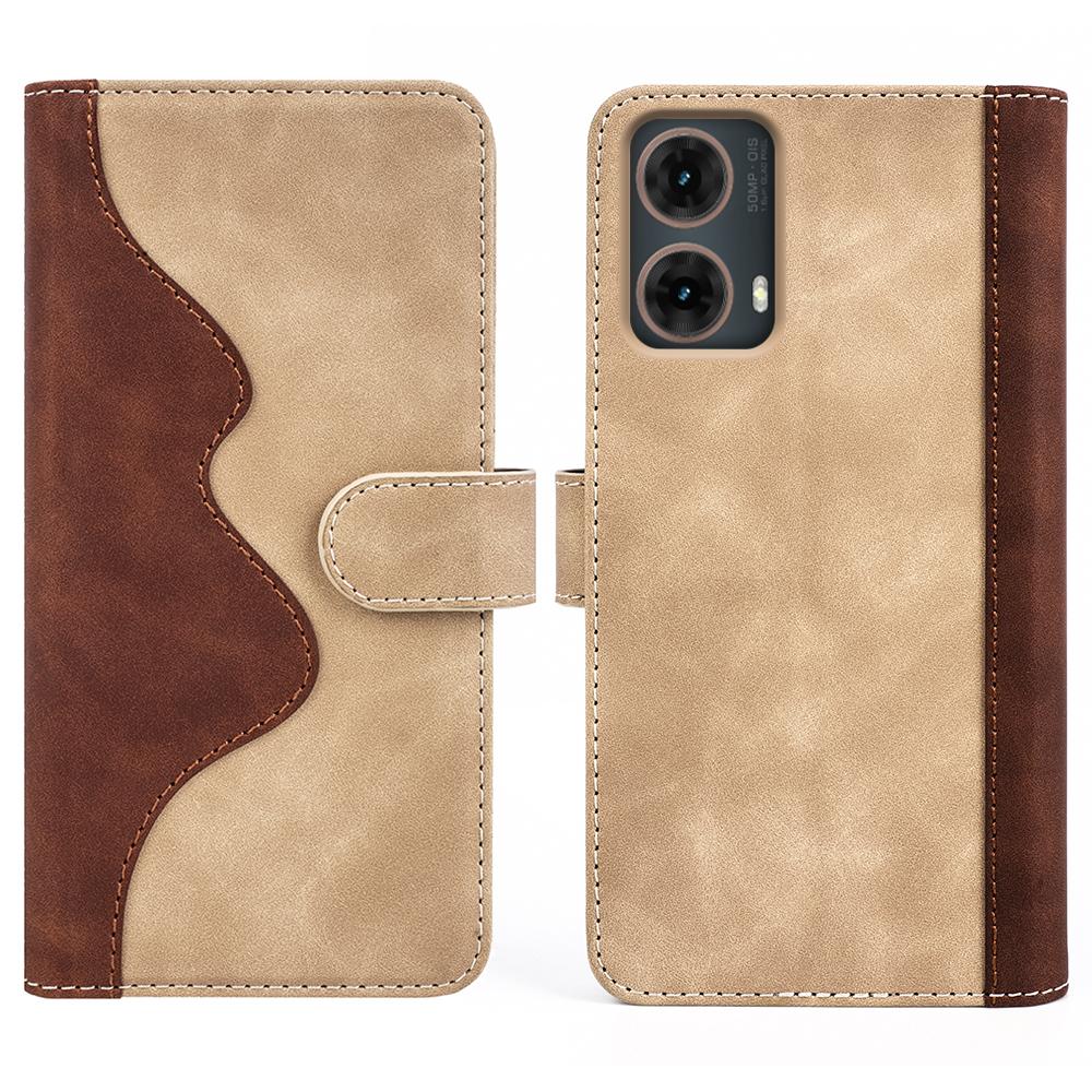 For Motorola Moto G85 5G/S50 Neo 5G Phone Case Leather Flip Folio Wallet Cover Splicing Color