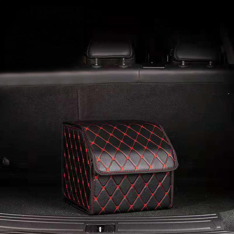 30cm Car PU Leather Trunk Storage Box, Portable Foldable Storage, Car Multi-purpose Storage, Car Trunk Bag, Car Storage Box
