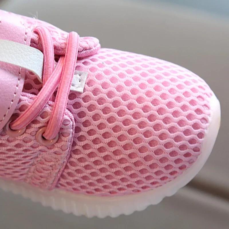 Zapatillas Children Sneakers for Boys Girls Spring New Led Mesh Casual Shoes Kids Breathable Glowing Up Tennis Sport Shoes