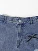Single-piece girls' casual summer denim shorts with heart-shaped stickers, frayed edges, and a trendy, sexy style. Elastic waist and loose fit.