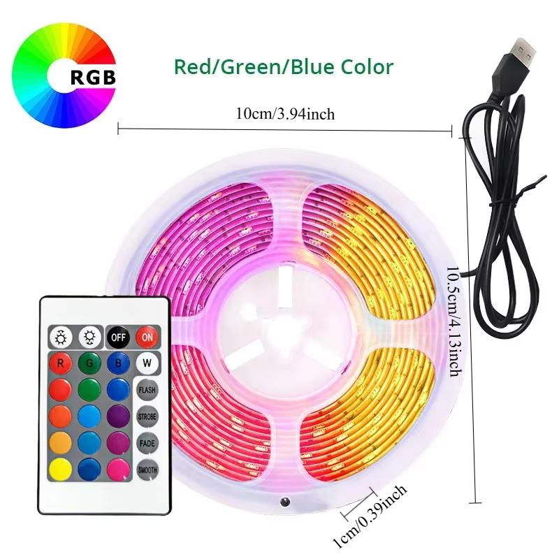 RGB Remote Control Strip Light, Flexible LED Lamp Tape for TV Backlight and Decoration