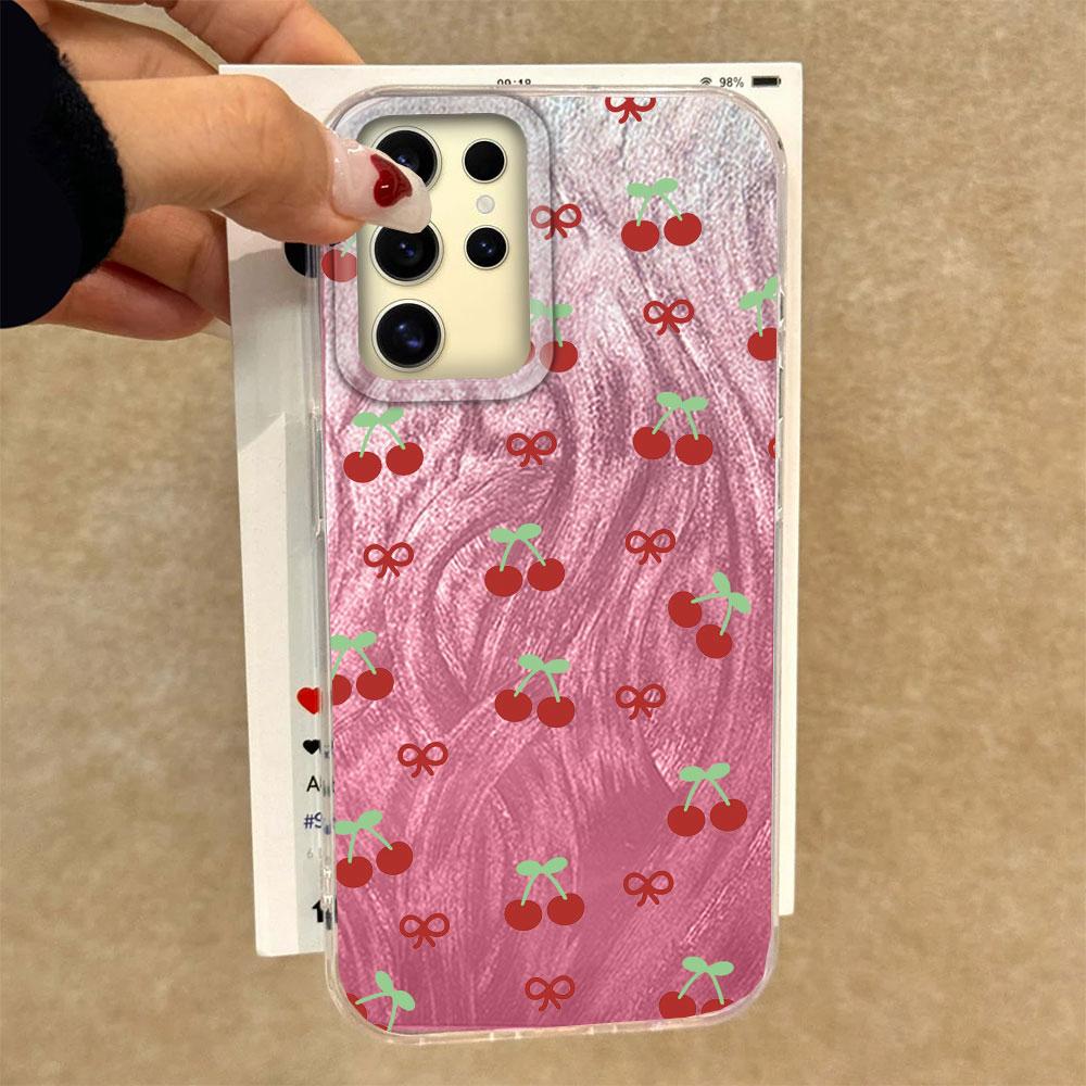 Summer Sweet Red Circular Dot Cherry Phone Case for Samsung Galaxy S25 S24 S23 S22 S21 FE Plus Ultra Shell Silicone Back Cover