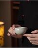 Handmade Ru Kiln Sky Blue Crackle-Glazed Ceramic Teacup for Gongfu Tea