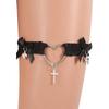 Gothic Lace Bells Garter Belt Heart Bowknot Cross Lolita Rings Leg Garters Cosplay Collar Sexy E5B1