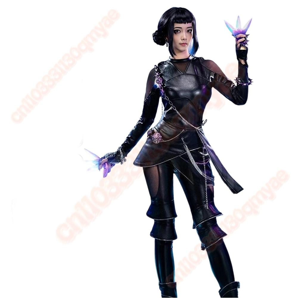 

Руми K-pop Охотница на демонов Косплей Костюм Черная кожаная куртка с мечом для женщин Детей - Фэнтези Хэллоуин Карнавальная вечеринка Наряд KIDS 120