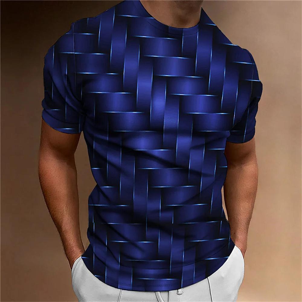 2025 Geometric Print Men's Single T-shirt, 3d Print Men's Top, Casual