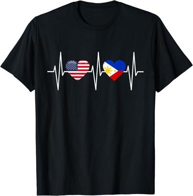 NEW LIMITED USA Philippines Shirt America Filipino Flag Heart T-Shirt S-5XL Unisex T-Shirt
