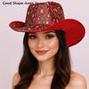 Red Christmas Cowboy Hat Santa Claus Decoration Holiday Party Props Wide Brim Cowgirl Hat Jazz Hat cowboy hat