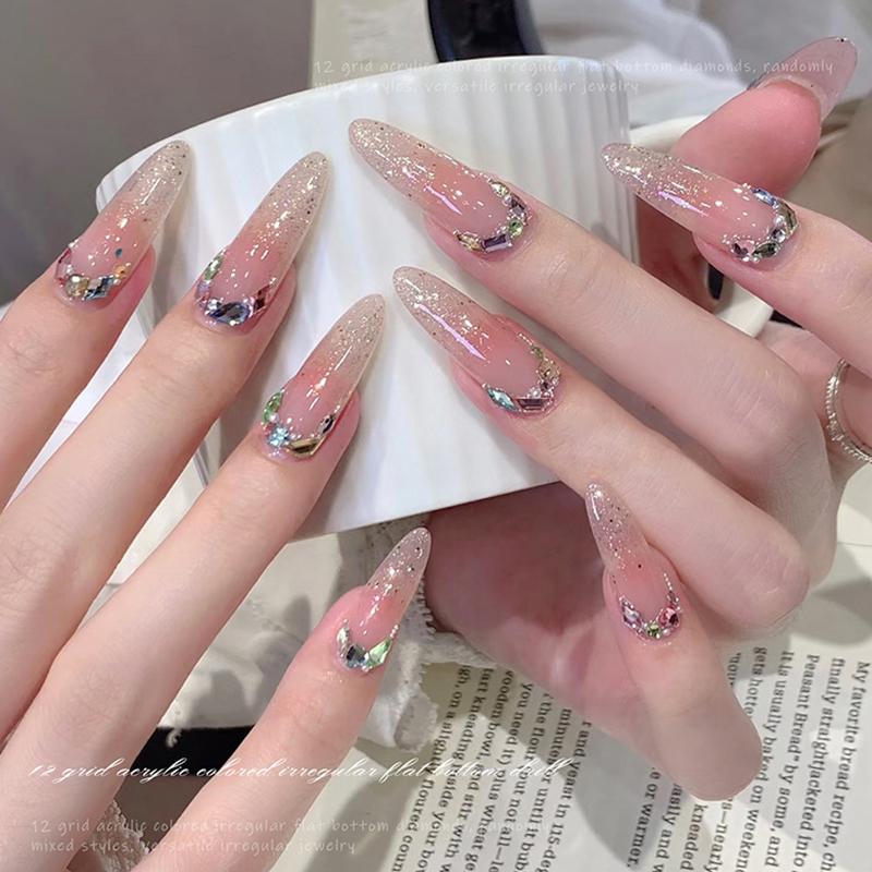 12 Grids Mix 3D Flatback Nail Mini Diamonds For Nail Art Glitter Charm Decor Diy Manicure Art Accessories