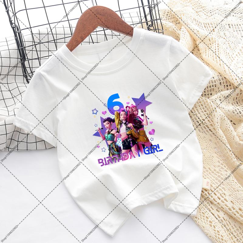 Kpop Demon Hunters Children T-shirts Birthday Party Tee Cotton Short Sleeves Anime Graphic Print T-shirt Boys Girls Fashion Tops