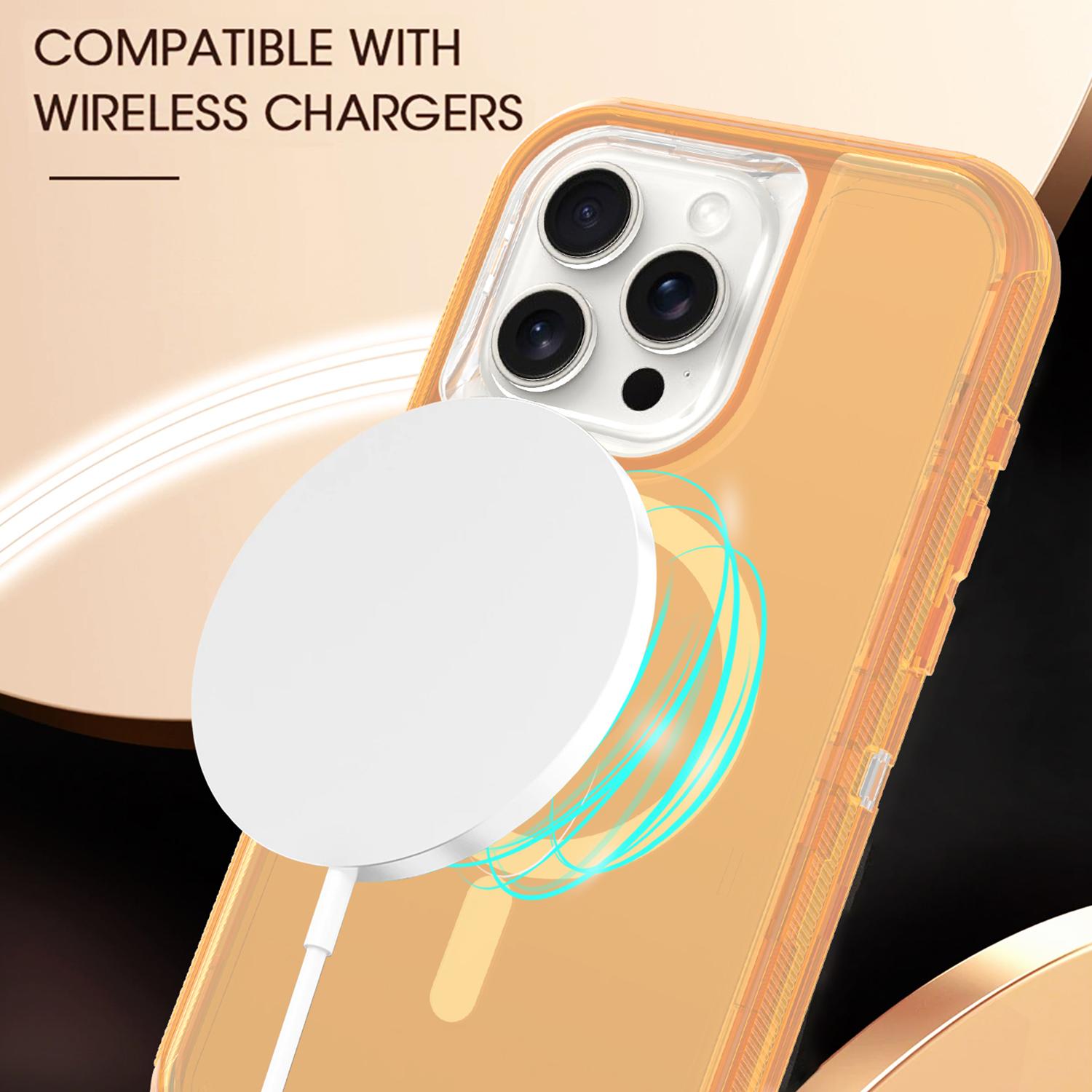 

For iPhone 15 Pro Case Compatible with MagSafe Shockproof TPU+PC Phone Back Cover Transparent Blue