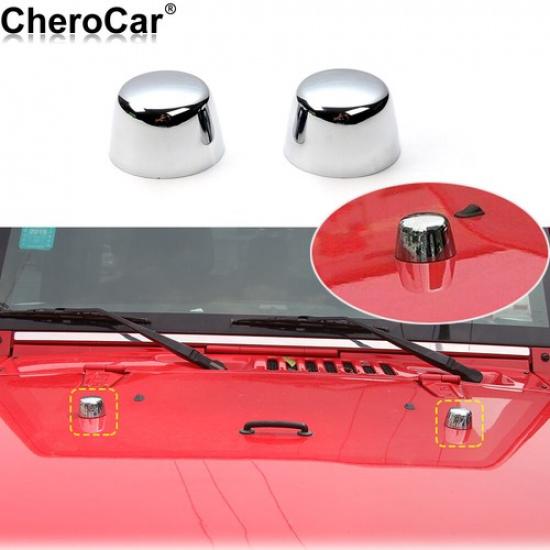 Chrome ABS Engine Hood Rubber Head Dot Cover Trim for Jeep Wrangler JK JKU 07-17