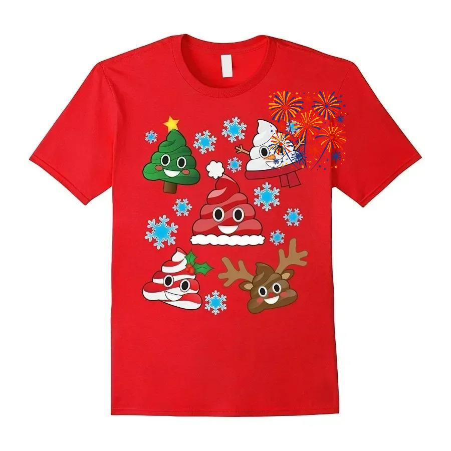 Funny Christmas Poop Cute Holiday Snowflake TShirt Mens Cotton Short Sleeve ONeck T Shirt New S3XL