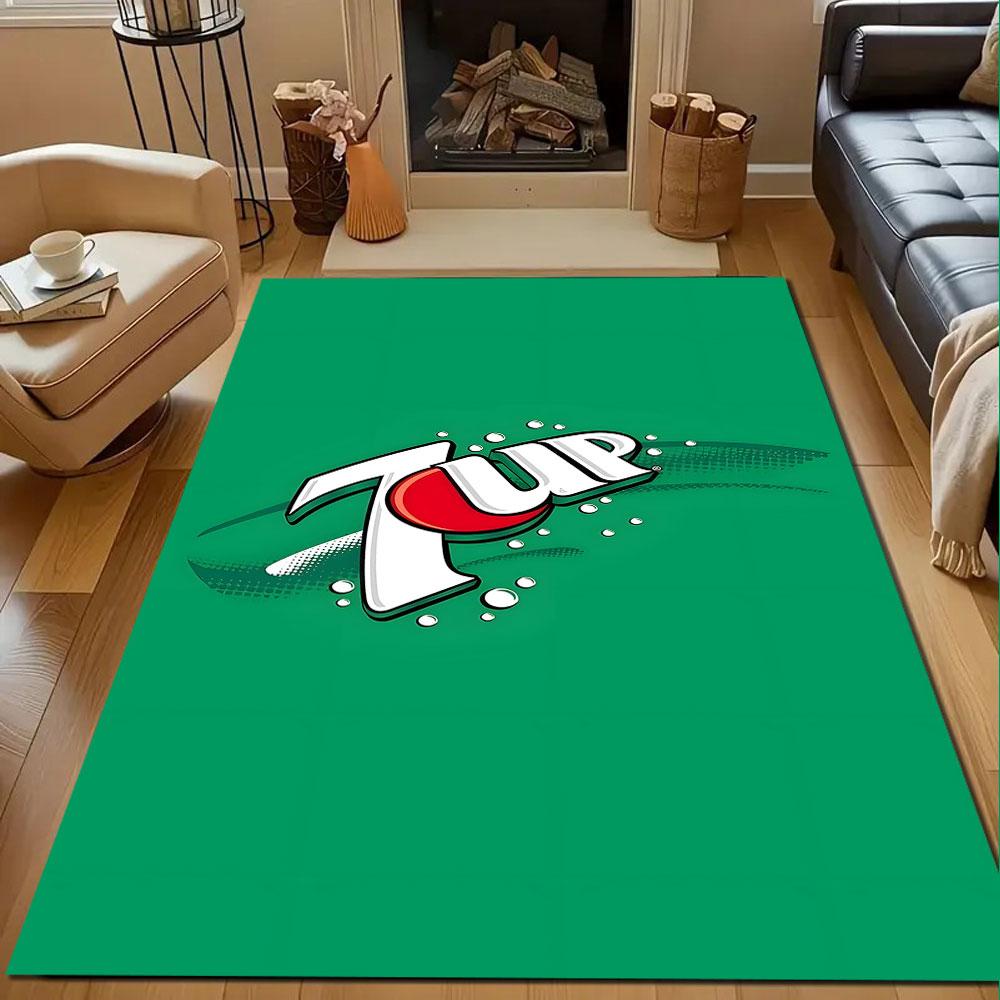 7UP Logo with Green Background Patterned carpet, non slip mat suitable for living room and bedroom sofas