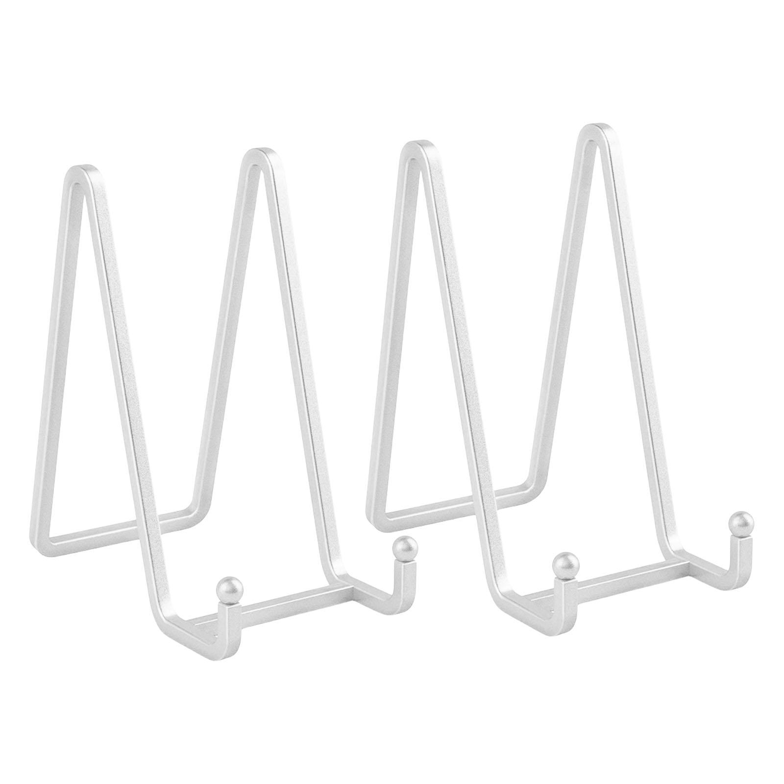 

Набір з 2 елегантних міцних залізних мольбертів-підставок для фотографій та декоративних тарілок у яскравих кольорових дизайнах M срібний