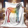 Rainbow Zebra Pattern Flannel Blanket Soft High-Definition Digital Print Cooling Blanket All-Season Family and Friends Gift Soft Breathable 100% Polye