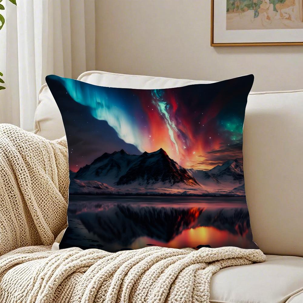 Reathtaking Natural Scenery Art Winter Aurora Cushion Cover Pillowcase Antidustmite living Room Sofa Decor Cushion Room