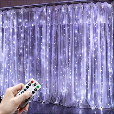 300 LED Usb-Powered Fairy Lights - 300cm X 300cm White Curtain String with Remote ControlsWith Remote Controls