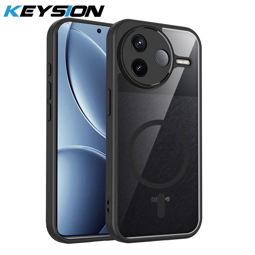 

KEYSION Transparent Magnetic Phone Case for Xiaomi POCO F7 Ultra Soft Silicone+PC HD Clear Shockproof Back Cover for POCO F7 Pro for POCO F7 Pro чёрный