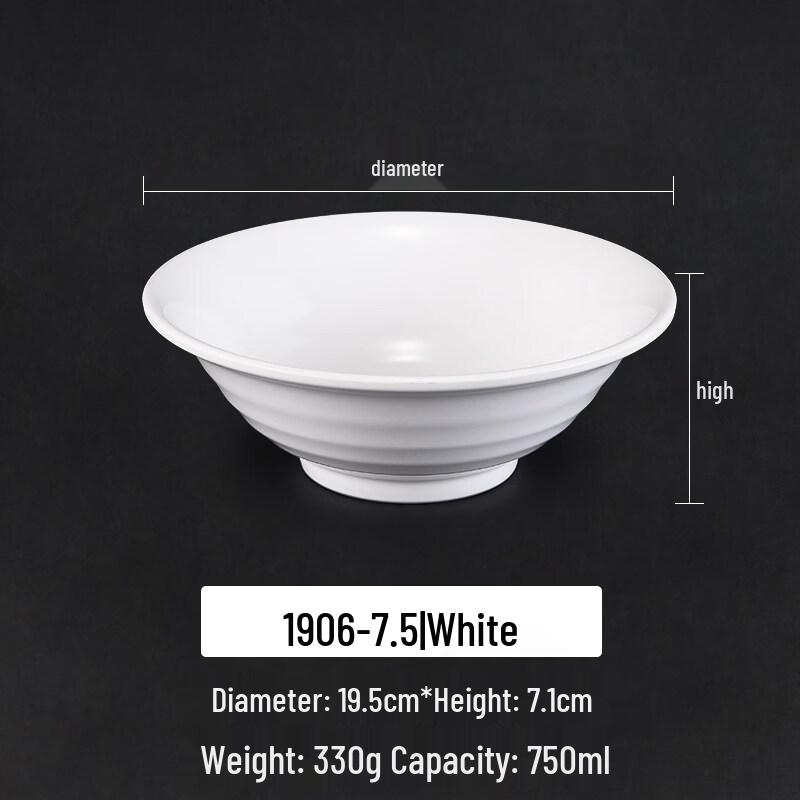 Commercial Thickened White Melamine Noodle Bowl