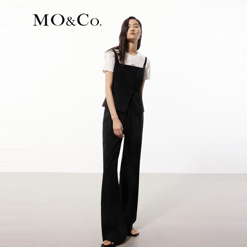 MO&Co. Women's Paneled Satin Drawstring High-Waist Wide-Leg Trousers