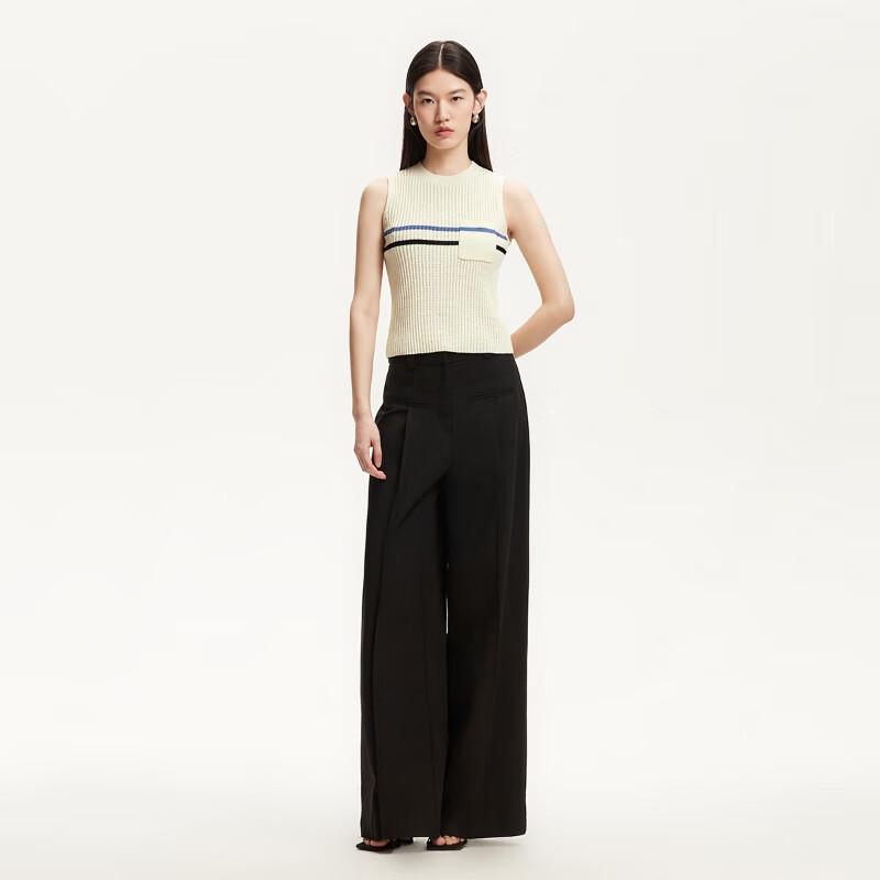 Veromoda Women's 2025 Color Block Stripe Round Neck Sleeveless Knit Top
