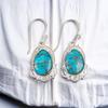 Blue Copper Turquoise Gemstone 925 Sterling Silver Jewelry Dangle Earrings 1.50" EE-41-34