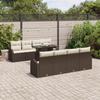 9-Piece Garden Sofa Set with Brown Cushions Poly Rattan, 2-Seater Garden Sofa with Storage and Cushions 3357341