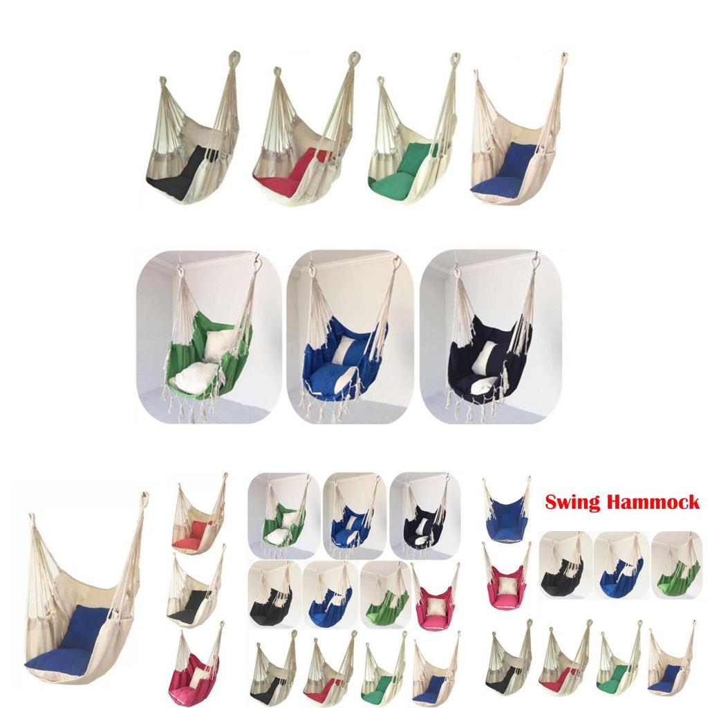 Stylish Hanging Hammock Chair For Outdoor Relaxation With Soft Pillows And Strong Ropes