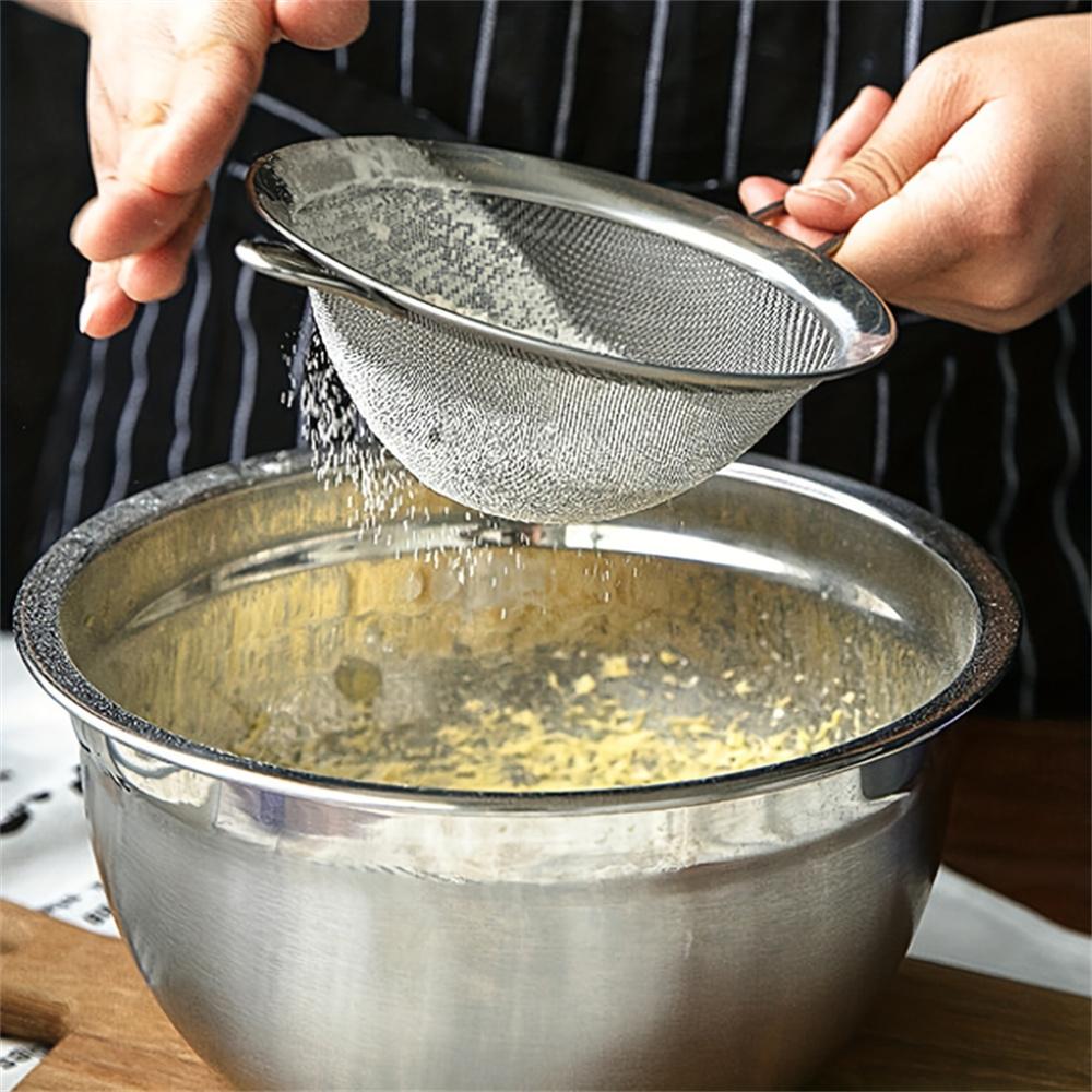 3pcs/set Stainless Steel Fine Mesh Strainers Multipurpose Flour Sifter For Baking With Handle Flour Sieve Sifter Baking Tools