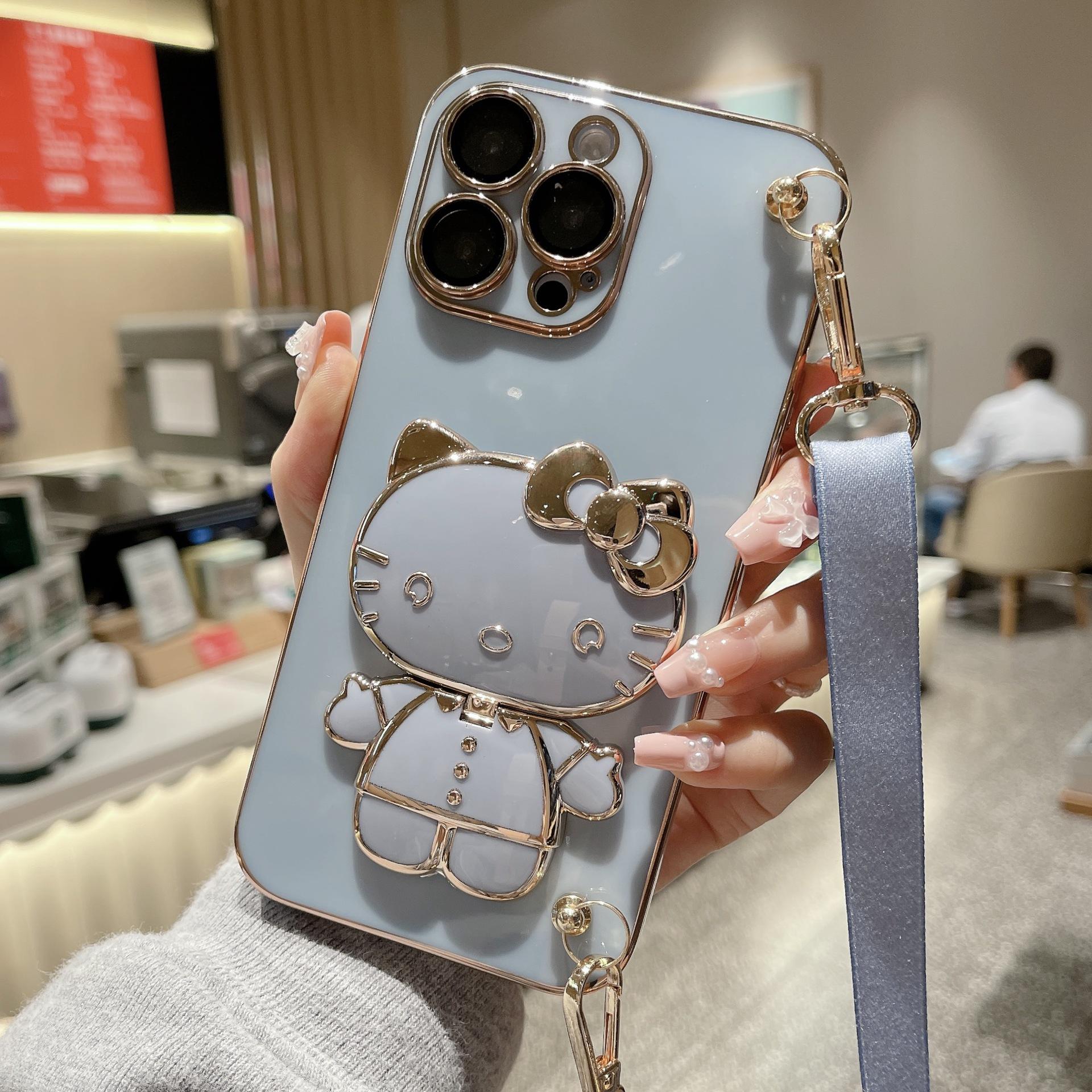 

Зеркало для макияжа KT Cat Подходит для чехла для мобильного телефона Apple 16promax iPhone 15 Силикон 14 Защита от падений 13PM Через плечо 17 iPhone12promax