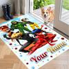 Custom Name Miraculous Ladybug Crystal Velvet Floor Rug Personalized Text Soft Carpet Home Decor