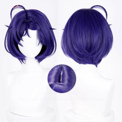 High Quality  Mita Mila Cosplay Wig Short Purple Blue Heat Resistant Synthetic Hair Wigs Anime MiSide Wigs + Wig Cap