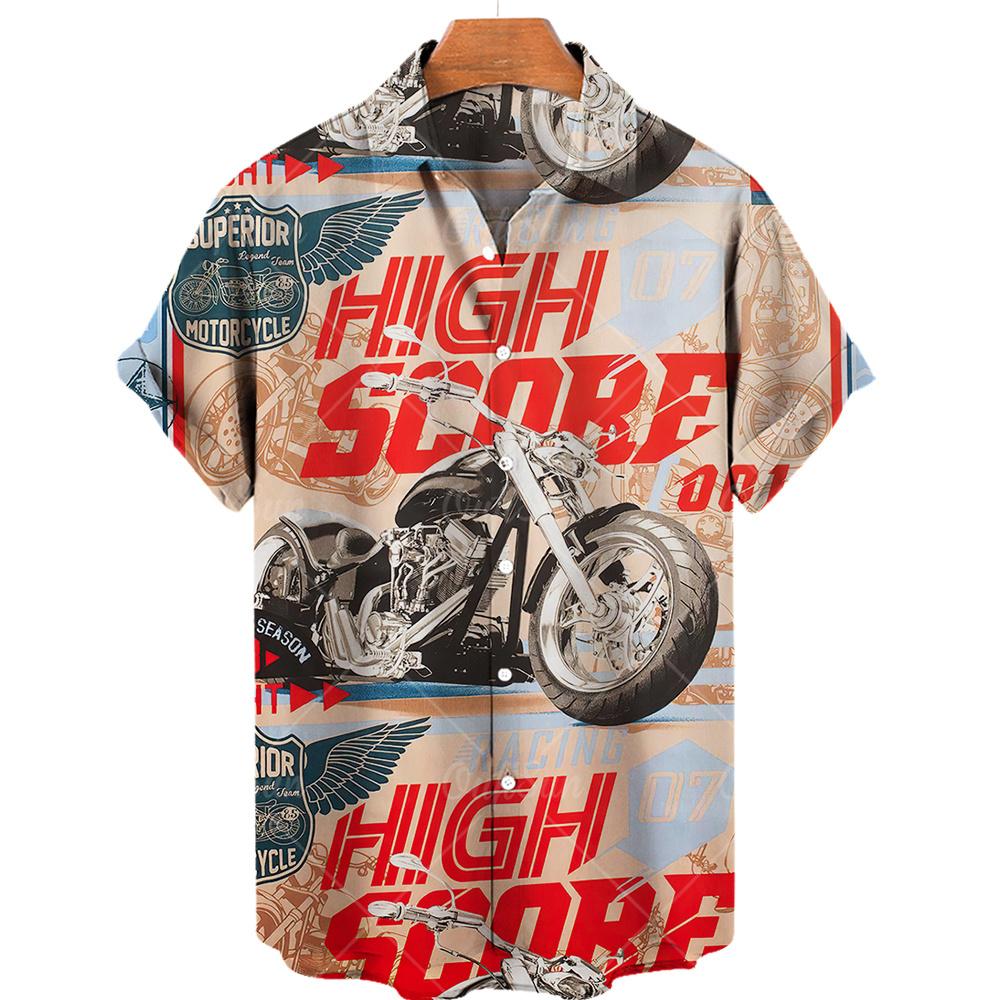 Camicia Nuova da Uomo Hawaiana Route 66 Street Classic Stampa 3D Manica Corta T-shirt Musica Rock Collo Revers Taglia Larga Uomo Top Vestiti Vintage